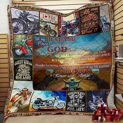 Personalized Biker To My Husband Quilt Blanket I Love You Forever And Always Great Customized Blanket Gifts For Birthday Christmas Thanksgiving and Home Decor