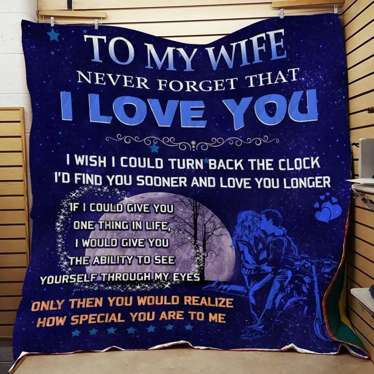 Personalized Biker To My Wife From Husband Never Forget That I Love You Quilt Blanket Great Customized Gifts For Birthday Christmas Thanksgiving Wedding ValentineS Day and Home Decor