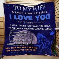 Personalized Biker To My Wife From Husband Never Forget That I Love You Quilt Blanket Great Customized Gifts For Birthday Christmas Thanksgiving Wedding ValentineS Day and Home Decor