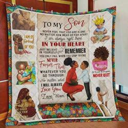 Personalized Black Boy To My Son Quilt Blanket From Mom No Matter What I Will Always Love You Great Customized Blanket Gifts For Birthday Christmas Thanksgiving and Home Decor