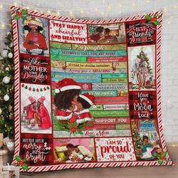 Personalized Black Girl Christmas To My Daughter Quilt Blanket From Mom I Will Always Be There To Support You Great Customized Blanket Gifts For Birthday Christmas Thanksgiving and Home Decor