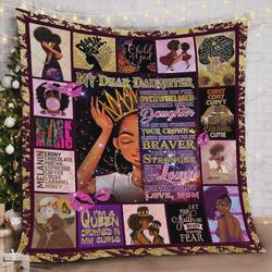 Personalized Black Girl Crown To My Daughter Quilt Blanket From Mom Always Remember You Are Braver Than You Think Great Customized Blanket Gifts For Birthday Christmas Thanksgiving and Home Decor