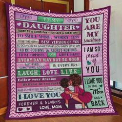 Personalized Black Girl To My Daughter Quilt Blanket From Mom Today Is A Good Day Love Mom To Have A Great Day Great Customized Blanket Gifts For Birthday Christmas Thanksgiving and Home Decor