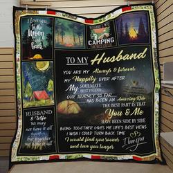 Personalized Camping To My Husband Quilt Blanket I Would Find You Sooner And Love You Longer Great Customized Blanket Gifts For Birthday Christmas Thanksgiving and Home Decor