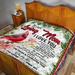 Personalized Cardinal Family To My Loving Mom From Kids I Love You For All The Times Quilt Meaningful Gifts For Mom Great Customized Gifts For Birthday Christmas Thanksgiving MotherS Day and Home Decor
