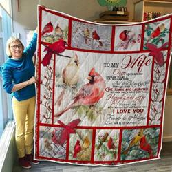 Personalized Cardinal To My Wife From Husband I Love You Forever And Always Quilt Blanket Great Customized Gifts For Birthday Christmas Thanksgiving Wedding ValentineS Day and Home Decor