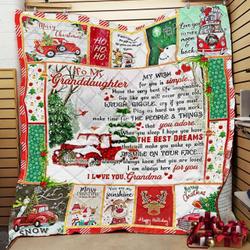 Personalized Christmas To My Granddaughter Quilt Blanket From Grandma I Am Always Here For You I Love You Great Customized Blanket Gifts For Birthday Christmas Thanksgiving and Home Decor