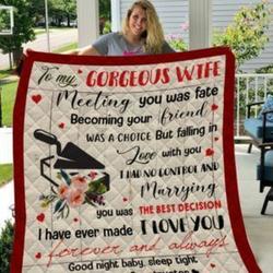 Personalized Constructor From Husband To My Gorgeous Wife Quilt Meaningful Gifts For Mom Great Customized Gifts For Birthday Christmas Thanksgiving MotherS Day and Home Decor
