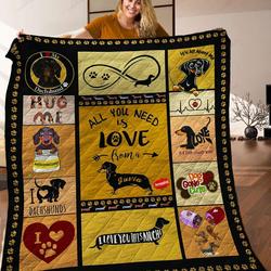 Personalized Dachshund All You Need Is Love From A Quilt Blanket Great Customized Blanket Gifts For Birthday Christmas Thanksgiving and Home Decor