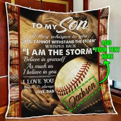 Personalized Dad To Son Baseball Quilt Blanket and Home Decor