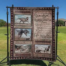 Personalized Dinosaur To My Grandson From Grandma You Are Braver Quilt Blanket Great Customized Gifts For Birthday Christmas Thanksgiving and Home Decor