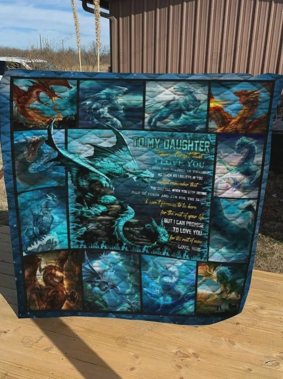 Personalized Dragon To My Daughter From Mom Never Forget That I Love You Quilt Blanket Great Customized Gifts For Birthday Christmas Thanksgiving and Home Decor