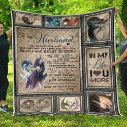 Personalized Dragon To My Husband From Wife I Fell In Love With You Quilt Blanket Great Customized Gifts For Birthday Christmas Thanksgiving Wedding ValentineS Day and Home Decor