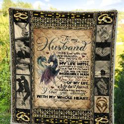 Personalized Dragon To My Husband Quilt Blanket From Wife I Love You Always With My Whole Heart Great Customized Blanket Gifts For Birthday Christmas Thanksgiving and Home Decor