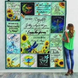 Personalized Dragonfly To My Daughter From Mom If They Whisper To You Quilt Blanket Great Customized Gifts For Birthday Christmas Thanksgiving and Home Decor