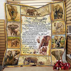 Personalized Elephant To My Daughter From Mom Dad Remember How Much I Love You Quilt Blanket Great Customized Gifts For Birthday Christmas Thanksgiving and Home Decor