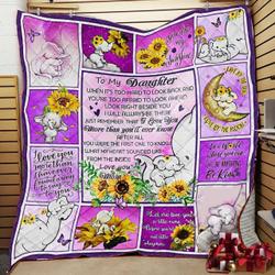 Personalized Elephant To My Daughter From Mom When ItS Too Hard To Look Back Quilt Blanket Great Customized Gifts For Birthday Christmas Thanksgiving and Home Decor