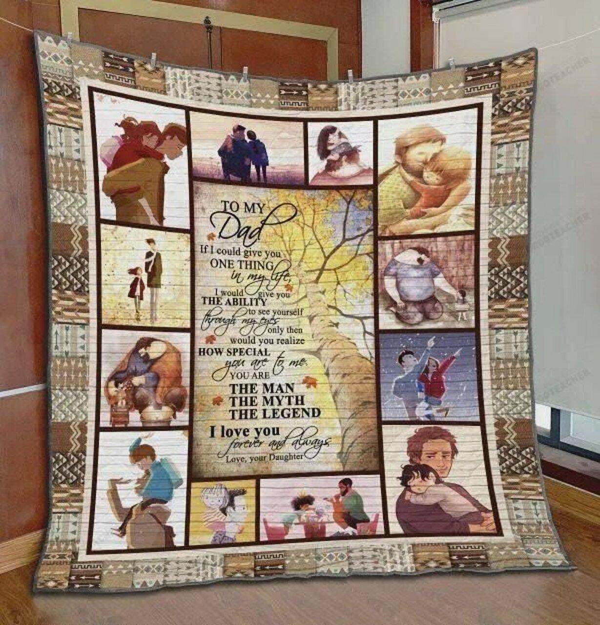 Personalized Family To My Dad From Daughter If I Could Give You One Thing Quilt Blanket Great Customized Gifts For Birthday Christmas Thanksgiving FatherS Day and Home Decor