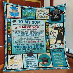 Personalized Family To My Son 5Th Grade Graduation Quilt Blanket From Mom Nothing Can Stop Me Great Customized Blanket Gifts For Birthday Christmas Thanksgiving and Home Decor