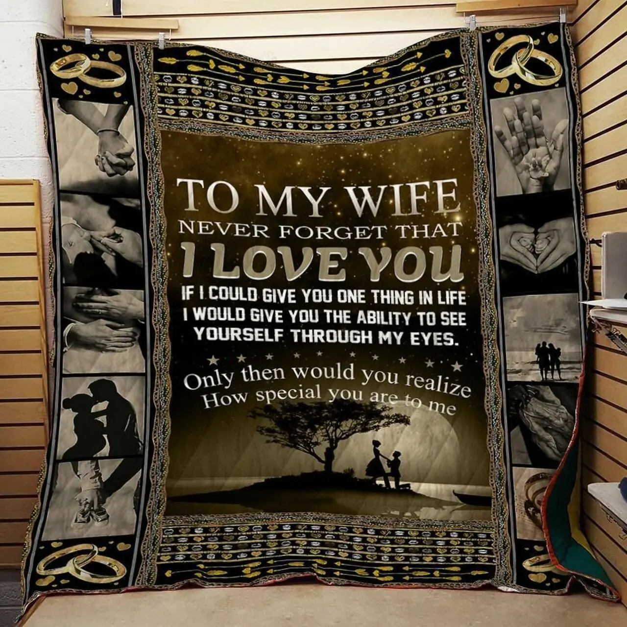 Personalized Family To My Wife From Husband Never Forget That I Love You Quilt Blanket Great Customized Gifts For Birthday Christmas Thanksgiving and Home Decor