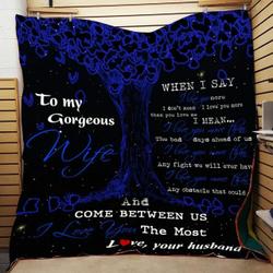Personalized Family To My Wife From Husband When I Say I Love You More Quilt Blanket Great Customized Gifts For Birthday Christmas Thanksgiving Wedding ValentineS Day and Home Decor