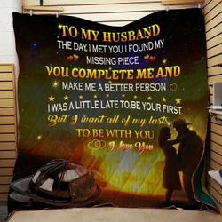 Personalized Firefighter To My Husband From Wife I Found My Missing Piece Quilt Blanket Great Customized Gifts For Birthday Christmas Thanksgiving Wedding ValentineS Day and Home Decor
