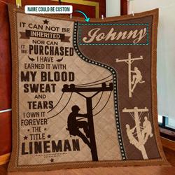 Personalized Forever The Title Lineman Quilt Blanket and Home Decor