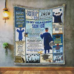 Personalized Graduation To My Grandson Quilt Blanket From Grandma I Am So Proud Of You Great Customized Blanket Gifts For Birthday Christmas Thanksgiving Graduation and Home Decor