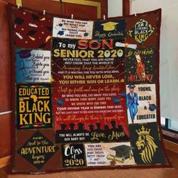 Personalized Graduation To My Son Quilt Blanket From Mom You Will Always Be Our Baby Boy Great Customized Blanket Gifts For Birthday Christmas Thanksgiving and Home Decor