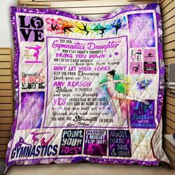 Personalized Gymnastics To My Daughter From Mom Life Is Better With Gymnastics Quilt Blanket Great Customized Gifts For Birthday Christmas Thanksgiving and Home Decor