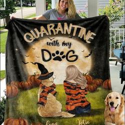 Personalized Halloween Quarantine With My Dog Quilt  Dnstyles and Home Decor