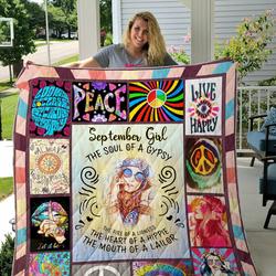 Personalized Hippie Girl The Soul Of A Gypsy Quilt Blanket Great Customized Gifts For Birthday Christmas Thanksgiving Perfect Gifts For Hippie and Home Decor