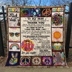 Personalized Hippie To My Mom Quilt Blanket From Daughter I Need To Say I Love You Mom I Do Great Customized Blanket Gifts For Birthday Christmas Thanksgiving MotherS Day and Home Decor