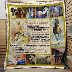Personalized Horse To My Daughter From Mom I Will Always Be There Quilt Blanket Great Customized Gifts For Birthday Christmas Thanksgiving and Home Decor