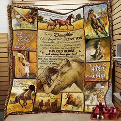 Personalized Horse To My Daughter From Mom Never Forget That I Love You Quilt Blanket Great Customized Gifts For Birthday Christmas Thanksgiving and Home Decor