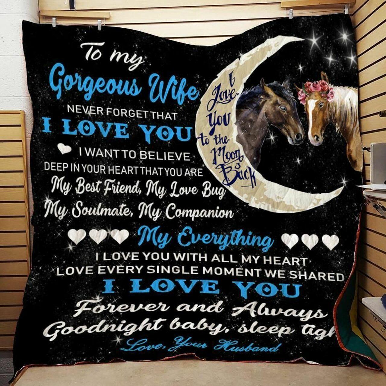 Personalized Horse To My Wife From Husband Never Forget That I Love You Quilt Blanket Great Customized Gifts For Birthday Christmas Thanksgiving Wedding ValentineS Day and Home Decor