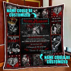 Personalized Husband And Wife Skull Quilt Blanket and Home Decor