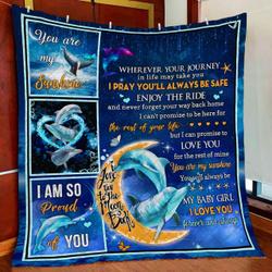 Personalized I Am So Proud Of You, Dolphin Quilt Blanket and Home Decor