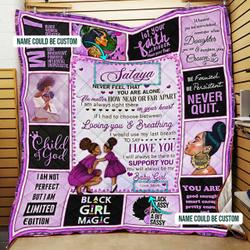 Personalized I Will Always Be There To Support You, Black Woman, Purple Ver Quilt Blanket and Home Decor
