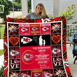 Personalized Kansas City Chiefs To My Granddaughter From Grandmom I Love You Quilt Blanket Great Customized Gifts For Birthday Christmas Thanksgiving Perfect Gifts For Kansas City Lover      and Home Decor