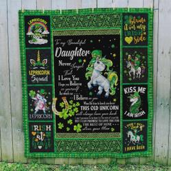 Personalized Lepricorn To My Daughter Quilt Blanket From Mom Never Forget That I Love You Great Customized Blanket Gifts For Birthday Christmas Thanksgiving and Home Decor