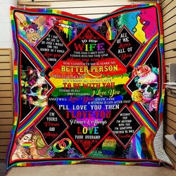 Personalized Lgbt To My Wife All Of Me Loves All Of You Quilt Blanket Great Customized Gifts For Birthday Christmas Thanksgiving Wedding ValentineS Day and Home Decor