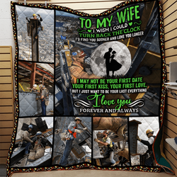 Personalized Lineman To My Wife From Husband I Love You Forever And Always Quilt Blanket Great Customized Gifts For Birthday Christmas Thanksgiving Wedding ValentineS Day and Home Decor