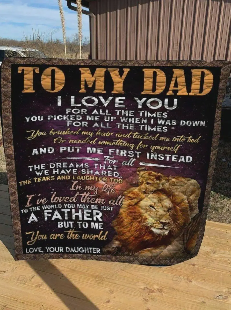 Personalized Lion To My Dad From Daughter I Love You For All The Times To Me You Are The World Quilt Blanket Great Customized Gifts For Birthday Christmas Thanksgiving FatherS Day and Home Decor