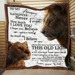 Personalized Lion To My Daughter From Dad How Much I Love You Quilt Blanket Great Customized Gifts For Birthday Christmas Thanksgiving and Home Decor