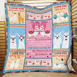 Personalized Llama To My Wife Quilt Blanket I Had You And You Had Me Great Customized Blanket Gifts For Birthday Christmas Thanksgiving and Home Decor