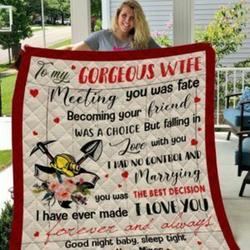 Personalized Miner To My Gorgeous Wife From Husband Meeting You Was Fate Quilt Meaningful Gifts For Mom Great Customized Gifts For Birthday Christmas Thanksgiving MotherS Day and Home Decor