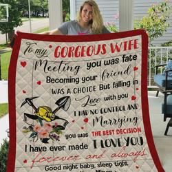 Personalized Miner To My Wife Quilt Blanket From Husband I Love You Forever And Always Great Customized Blanket Gifts For Birthday Christmas Thanksgiving and Home Decor