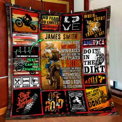 Personalized Motocross Custom Name Quilt Blanket and Home Decor