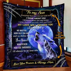 Personalized My Wolf Quilt Blanket and Home Decor